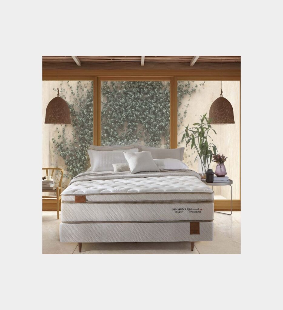 Cama Box + Colchão Simmons Bamboo Bothanical Firm